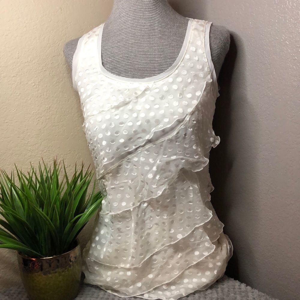 WHBM💫white ruffle top💫xxs 